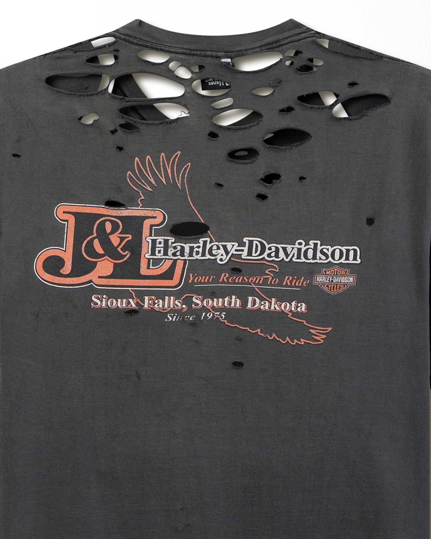 HARLEY-DAVIDSON "J&L" BLACK THRASHED T-SHIRT