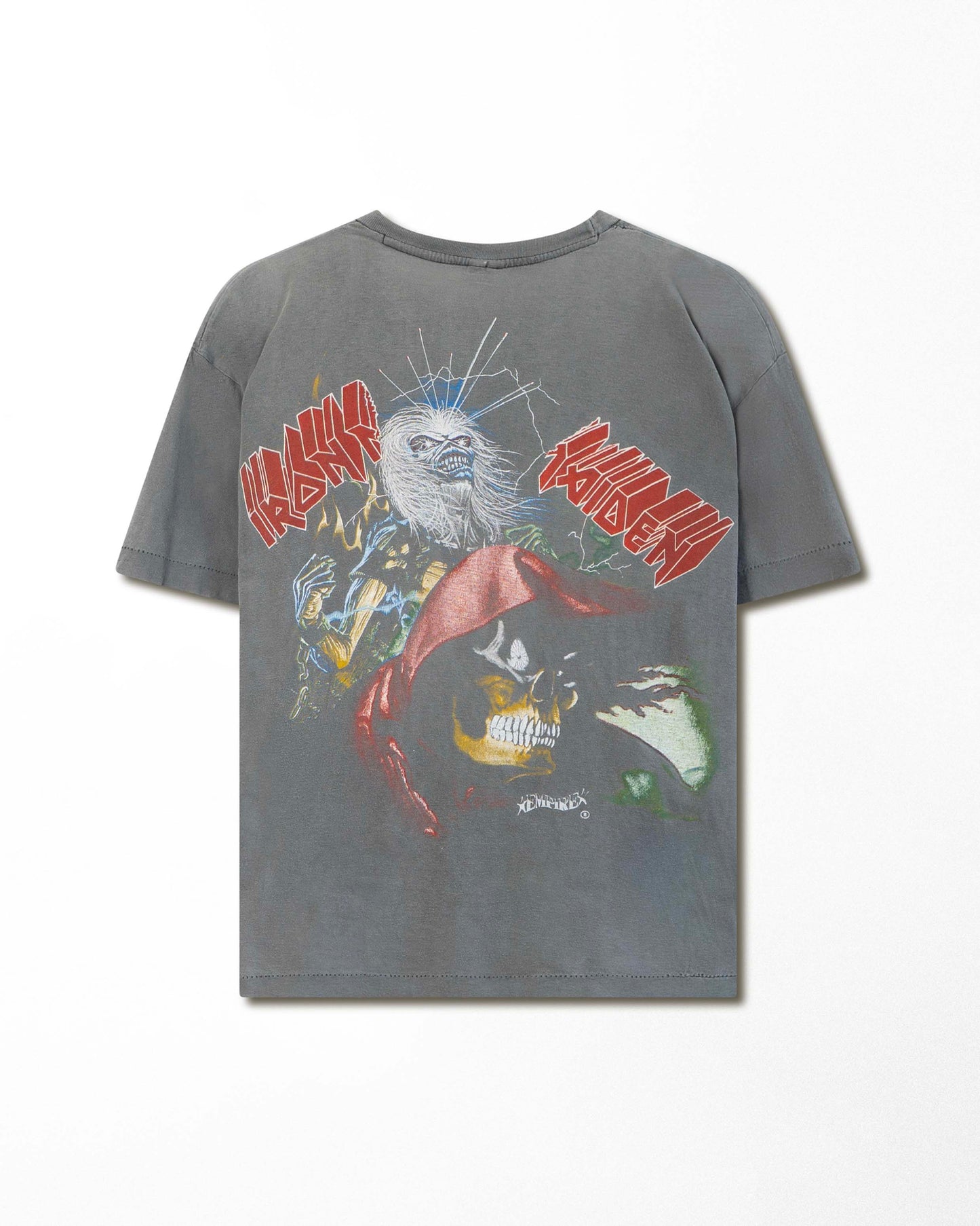 "IRON MAIDEN EDDIE" GREY FADED T-SHIRT