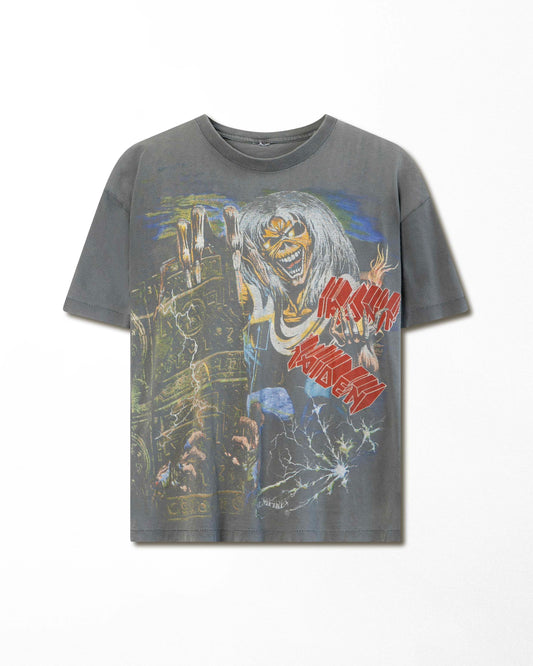 "IRON MAIDEN EDDIE" GREY FADED T-SHIRT