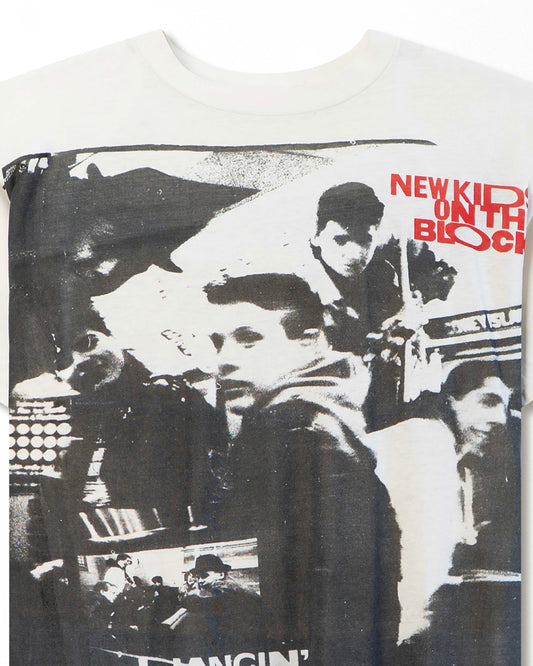 "NEW KIDS ON THE BLOCK HANGIN' TOUGH" WHITE STAINED T-SHIRT