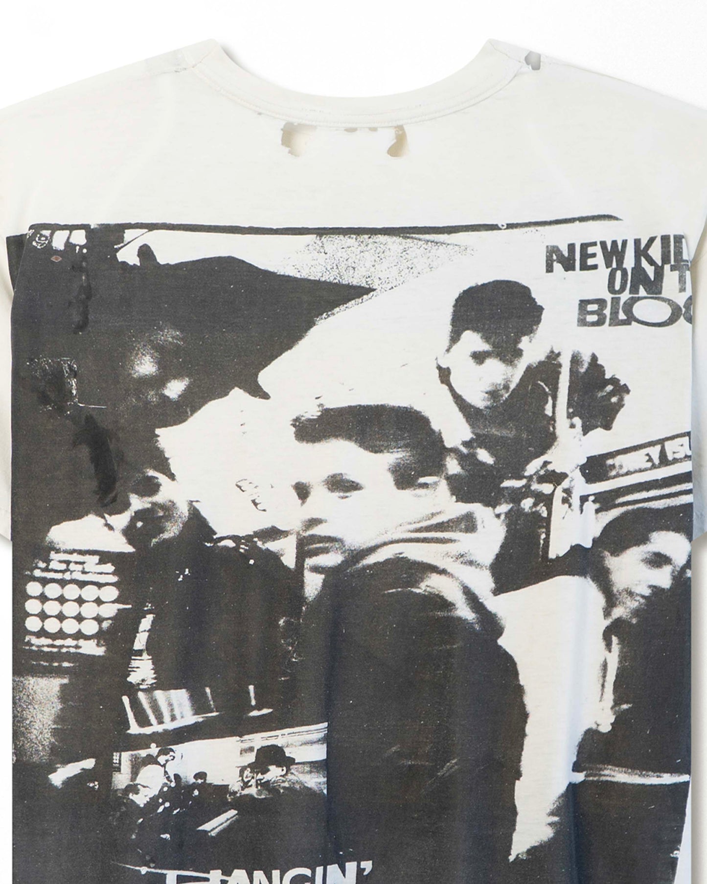 "NEW KIDS ON THE BLOCK HANGIN' TOUGH" WHITE STAINED T-SHIRT