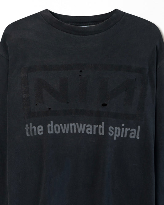 ALL SPORT "NINE INCH NAILS THE DOWNWARD SPIRAL HALO EIGHT" BLACK THRASHED LONG SLEEVE T-SHIRT