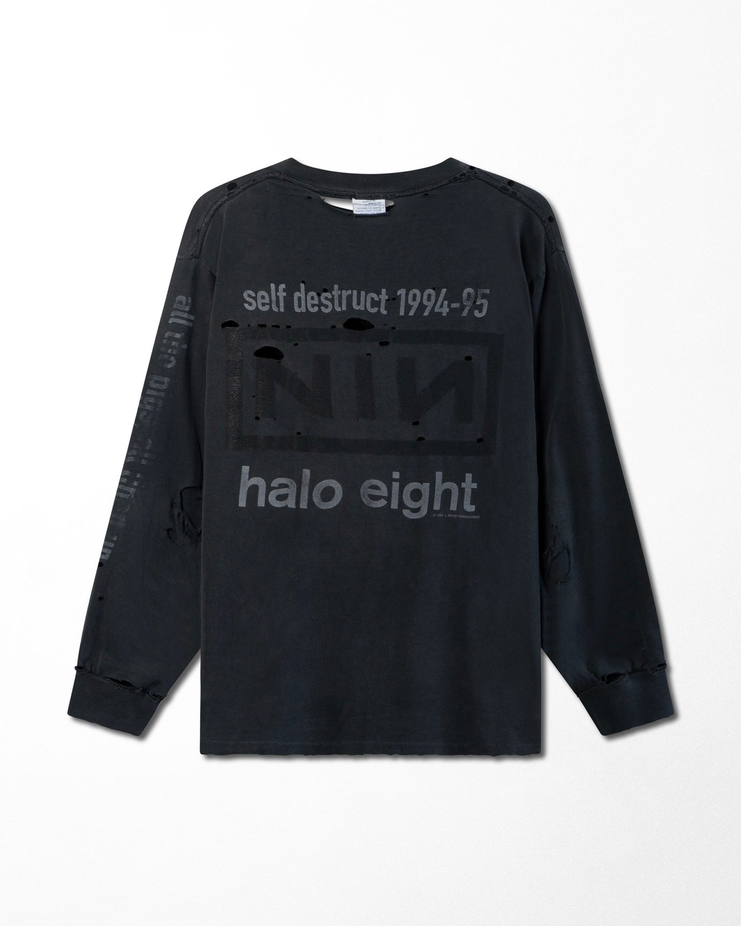 ALL SPORT "NINE INCH NAILS THE DOWNWARD SPIRAL HALO EIGHT" BLACK THRASHED LONG SLEEVE T-SHIRT