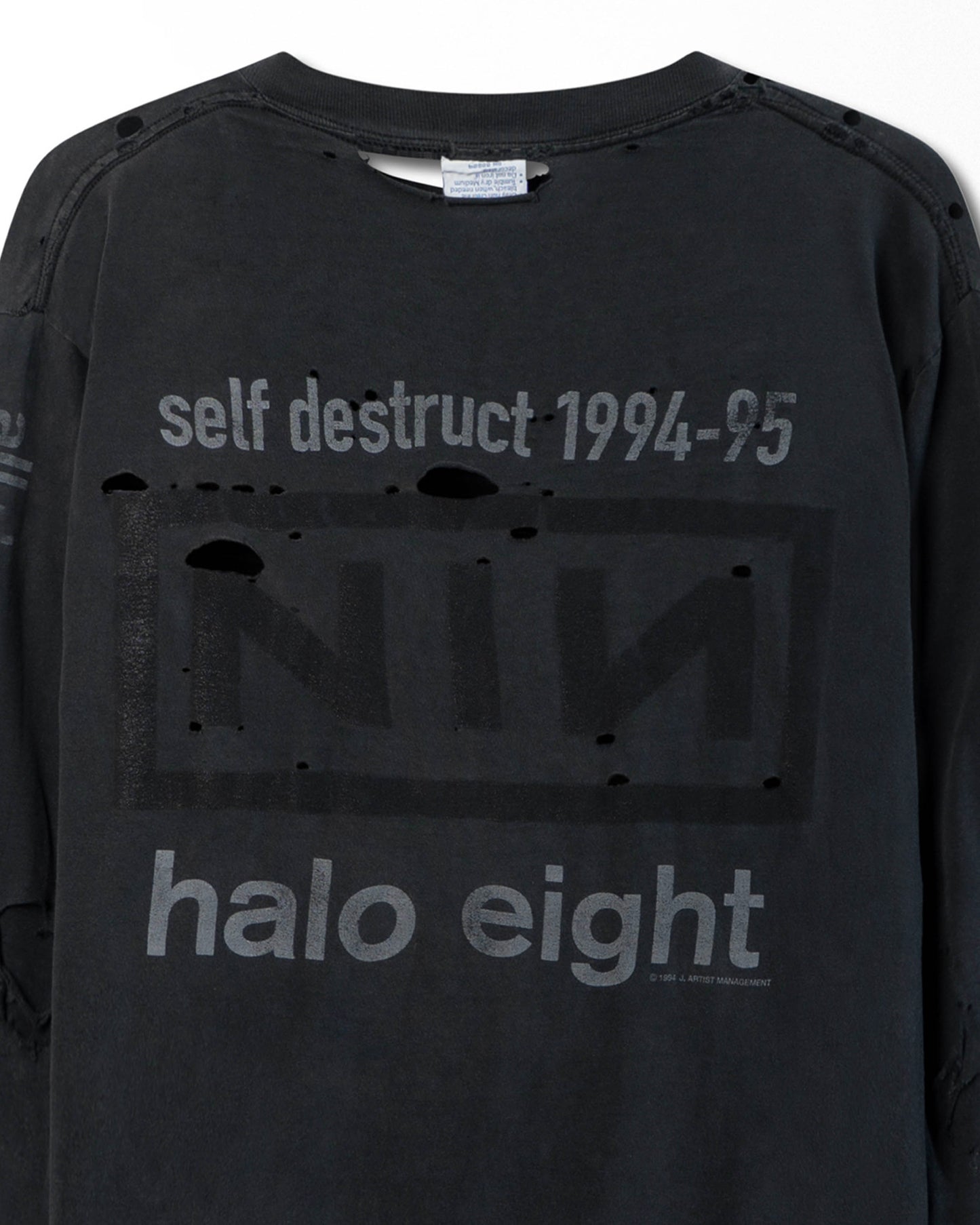 ALL SPORT "NINE INCH NAILS THE DOWNWARD SPIRAL HALO EIGHT" BLACK THRASHED LONG SLEEVE T-SHIRT