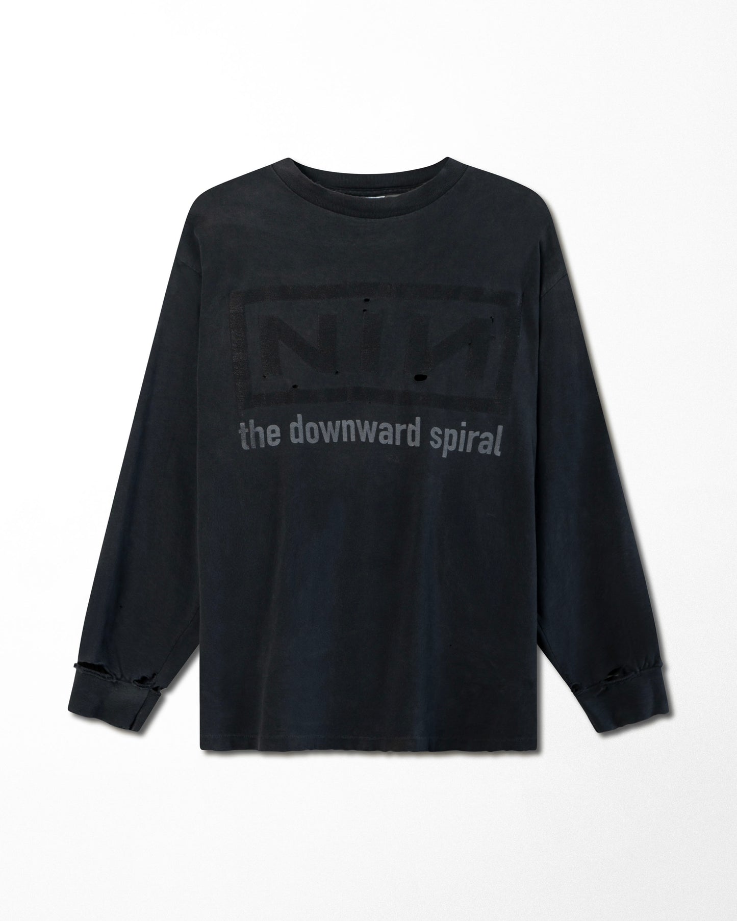 ALL SPORT "NINE INCH NAILS THE DOWNWARD SPIRAL HALO EIGHT" BLACK THRASHED LONG SLEEVE T-SHIRT