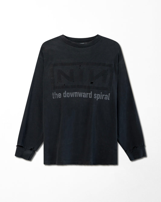 ALL SPORT "NINE INCH NAILS THE DOWNWARD SPIRAL HALO EIGHT" BLACK THRASHED LONG SLEEVE T-SHIRT