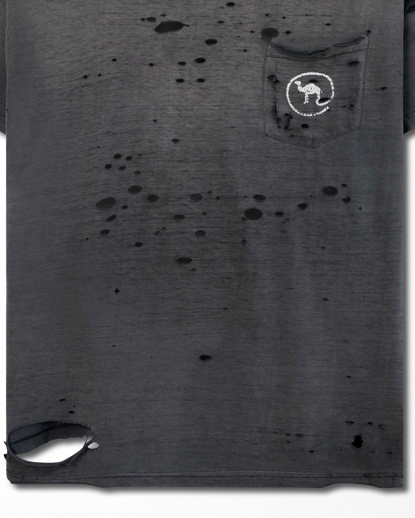 AMERICAN BORN "CAMEL" GREY THRASHED POCKET T-SHIRT