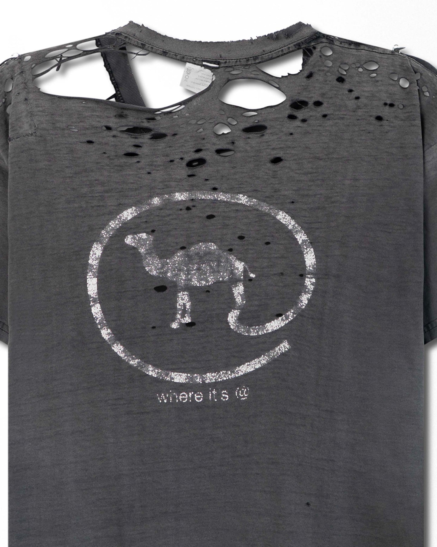 AMERICAN BORN "CAMEL" GREY THRASHED POCKET T-SHIRT