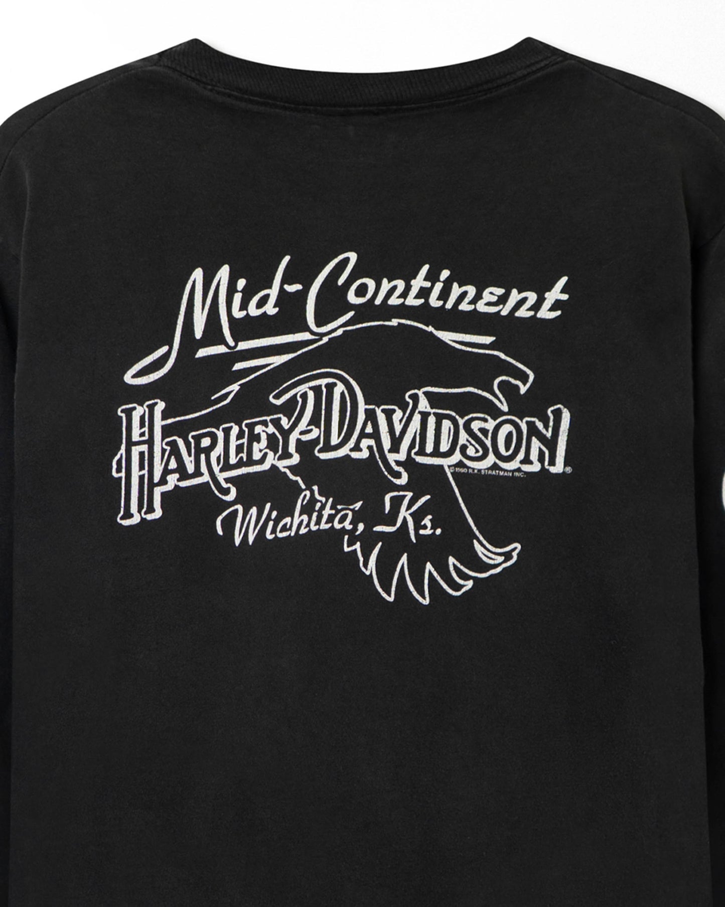 HANES HARLEY-DAVIDSON "BLUE FLAMES" BLACK FADED LONG SLEEVE T-SHIRT