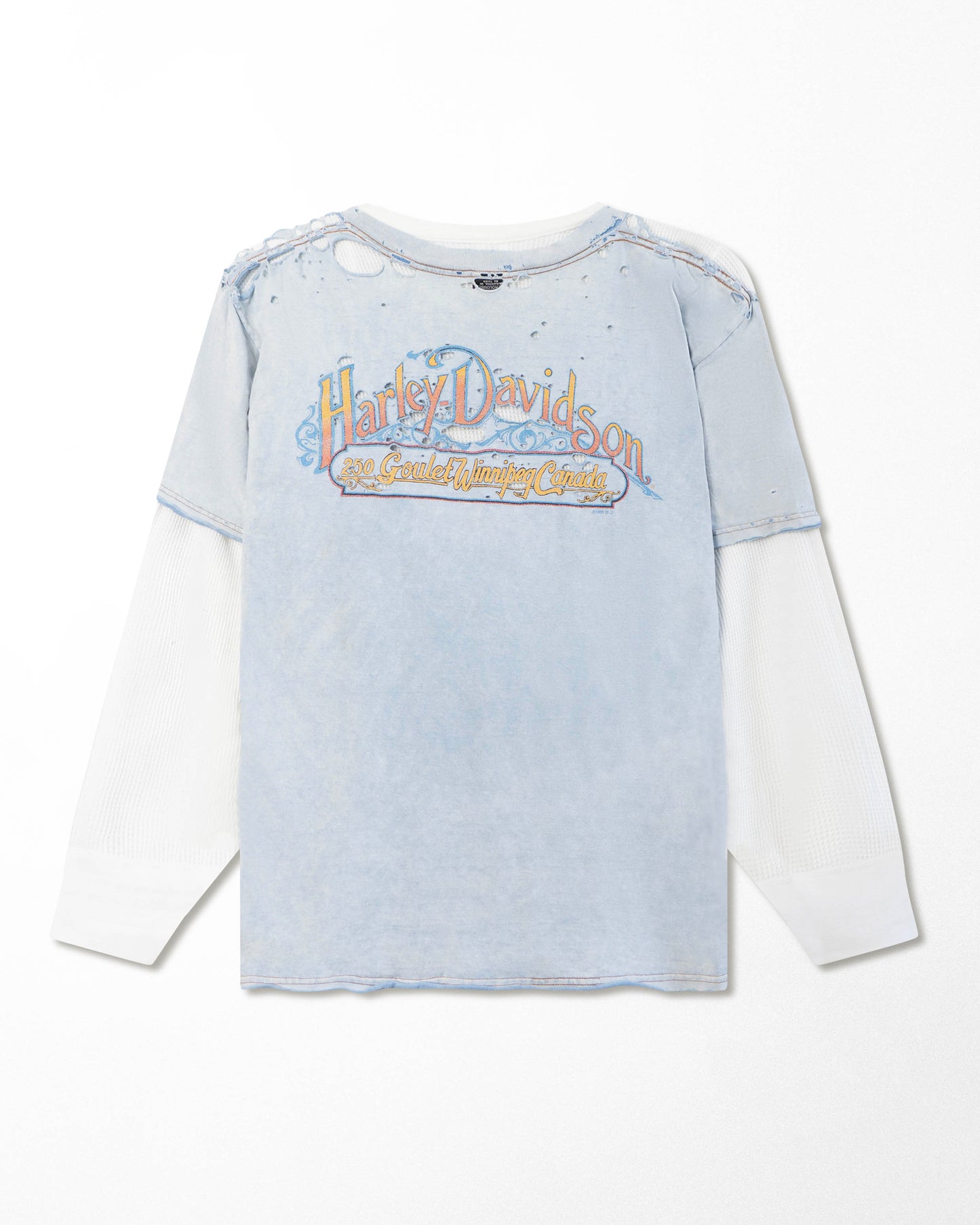 HARLEY DAVIDSON LIGHT BLUE THRASHED LAYERED T-SHIRT