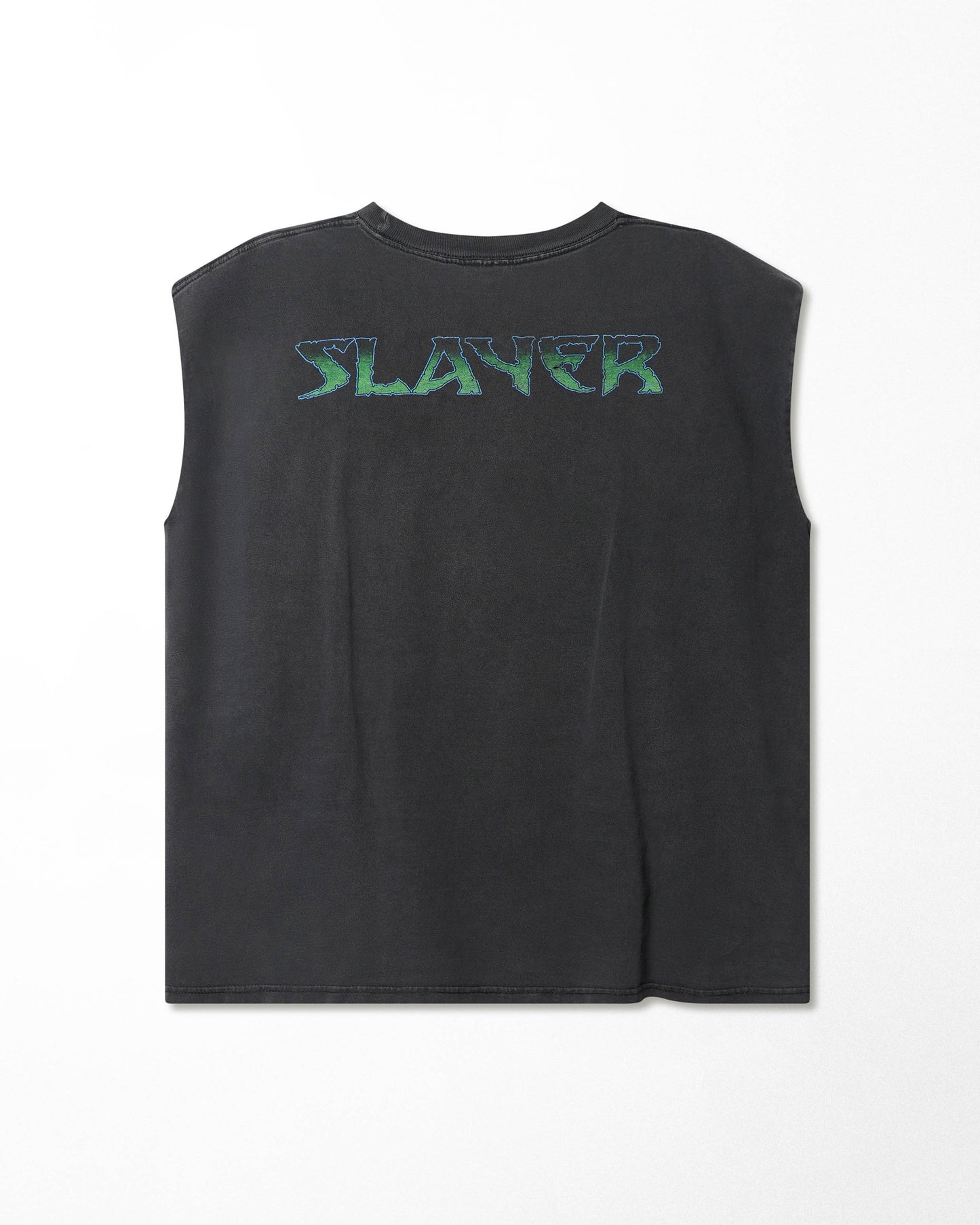 CYGNUS "SLAYER SKULL" BLACK FADED SLEEVELESS T-SHIRT