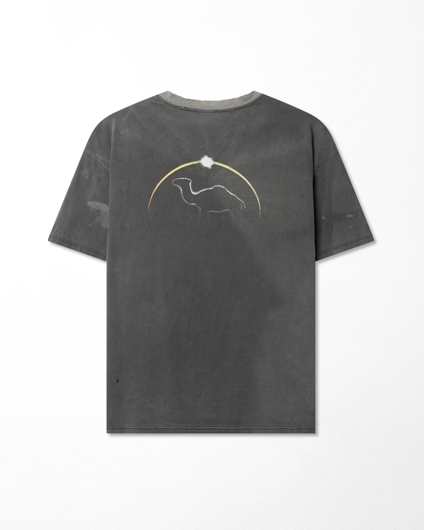 HANES "CAMEL" GREY FADED STAINED DISTRESSED POCKET T-SHIRT