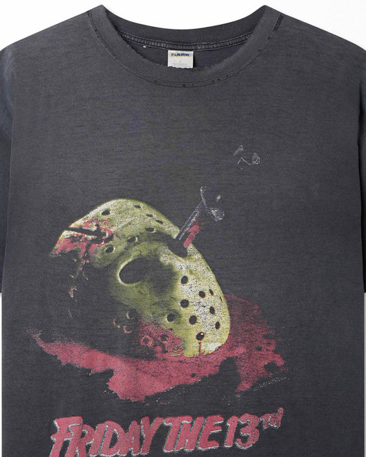 MARK "FRIDAY THE 13TH MADE IN HELL" BLACK FADED DISTRESSED T-SHIRT