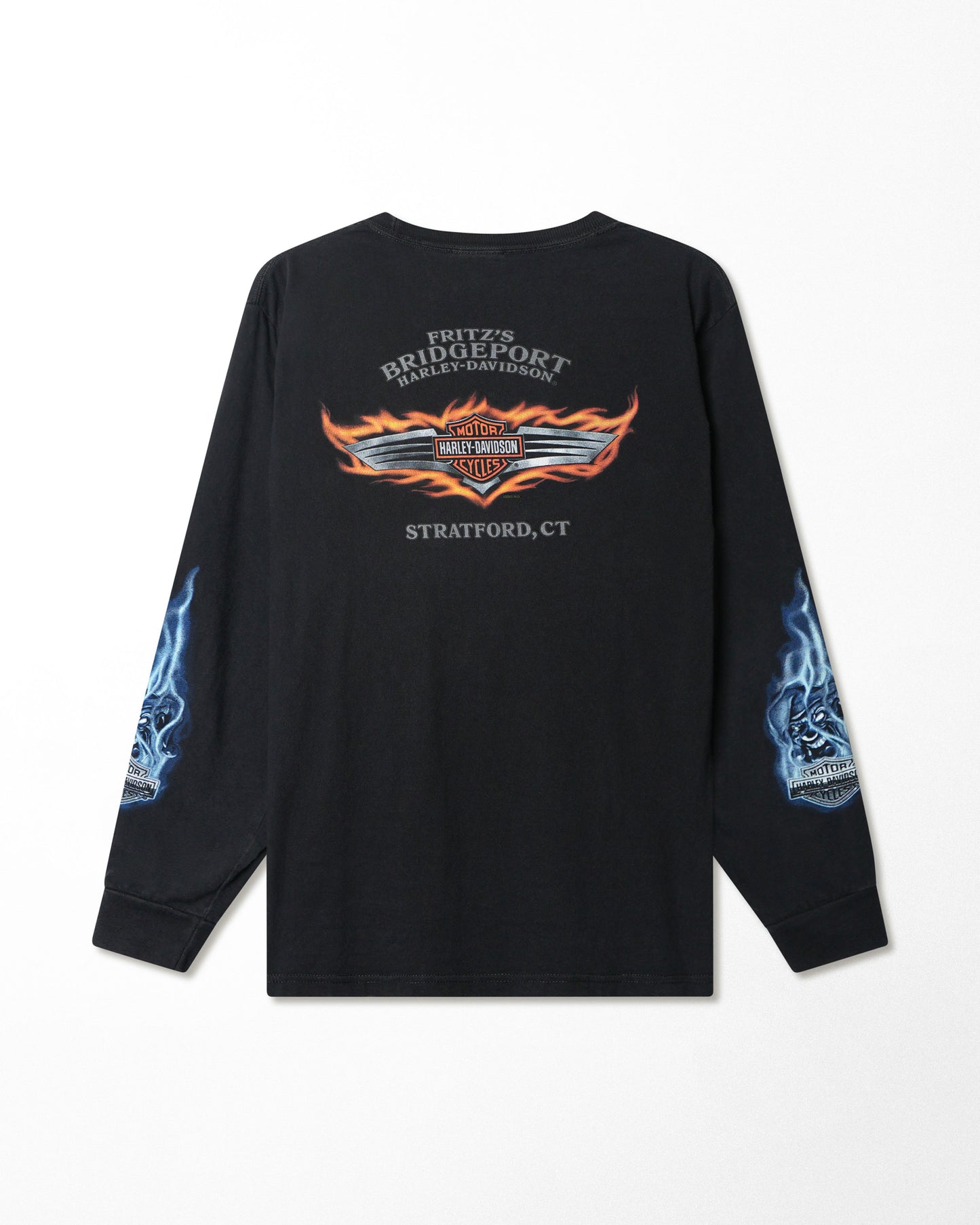 HARLEY-DAVIDSON "BLUE FLAMES CLOWN" BLACK LONG SLEEVE T-SHIRT