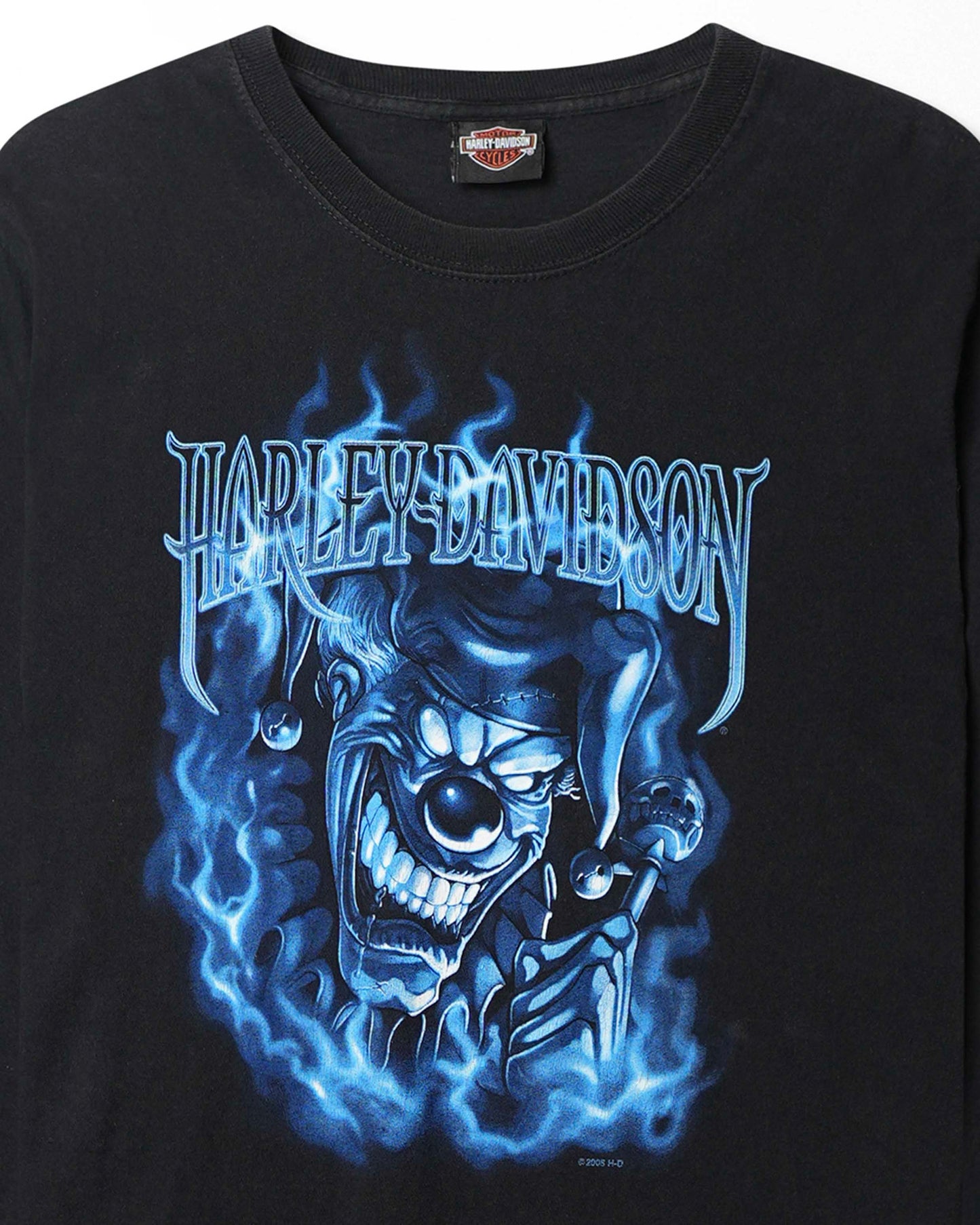HARLEY-DAVIDSON "BLUE FLAMES CLOWN" BLACK LONG SLEEVE T-SHIRT