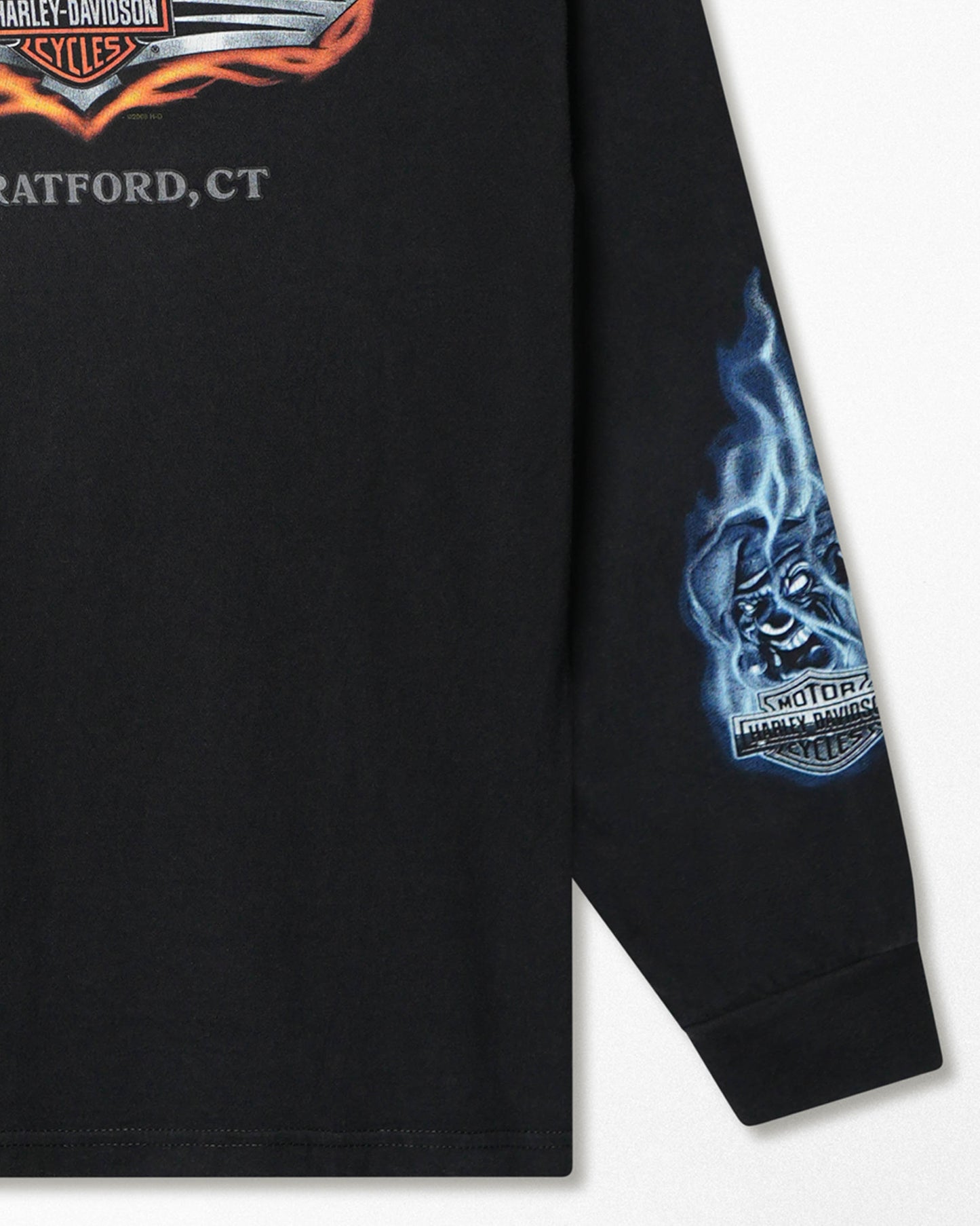 HARLEY-DAVIDSON "BLUE FLAMES CLOWN" BLACK LONG SLEEVE T-SHIRT