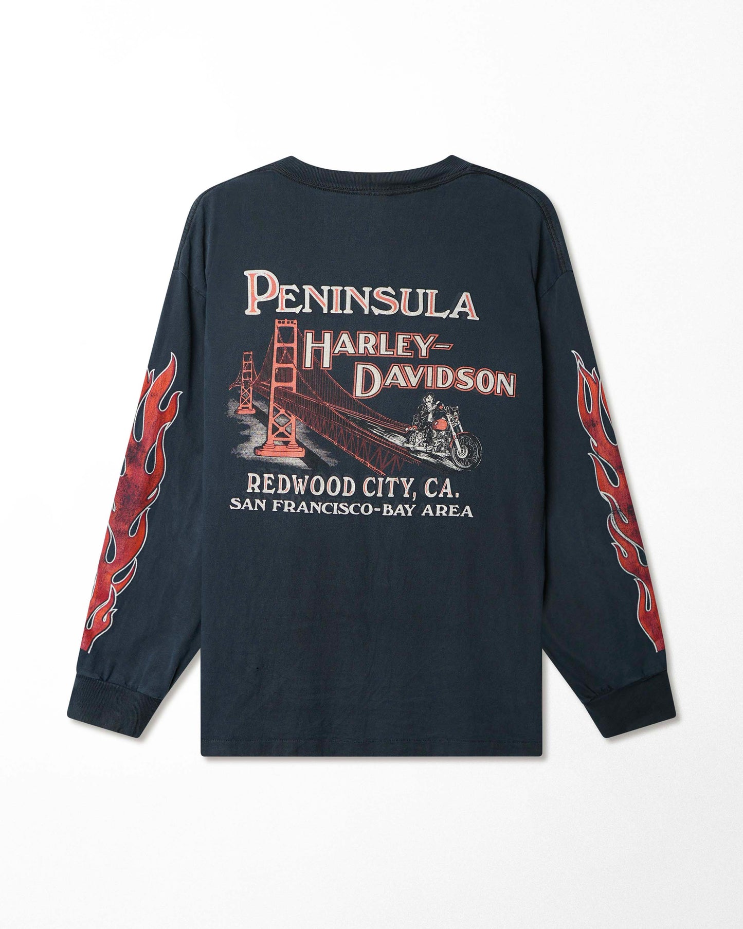 HARLEY-DAVIDSON "UNTAMED TIGER FLAMES" DARK NAVY LONG SLEEVE T-SHIRT