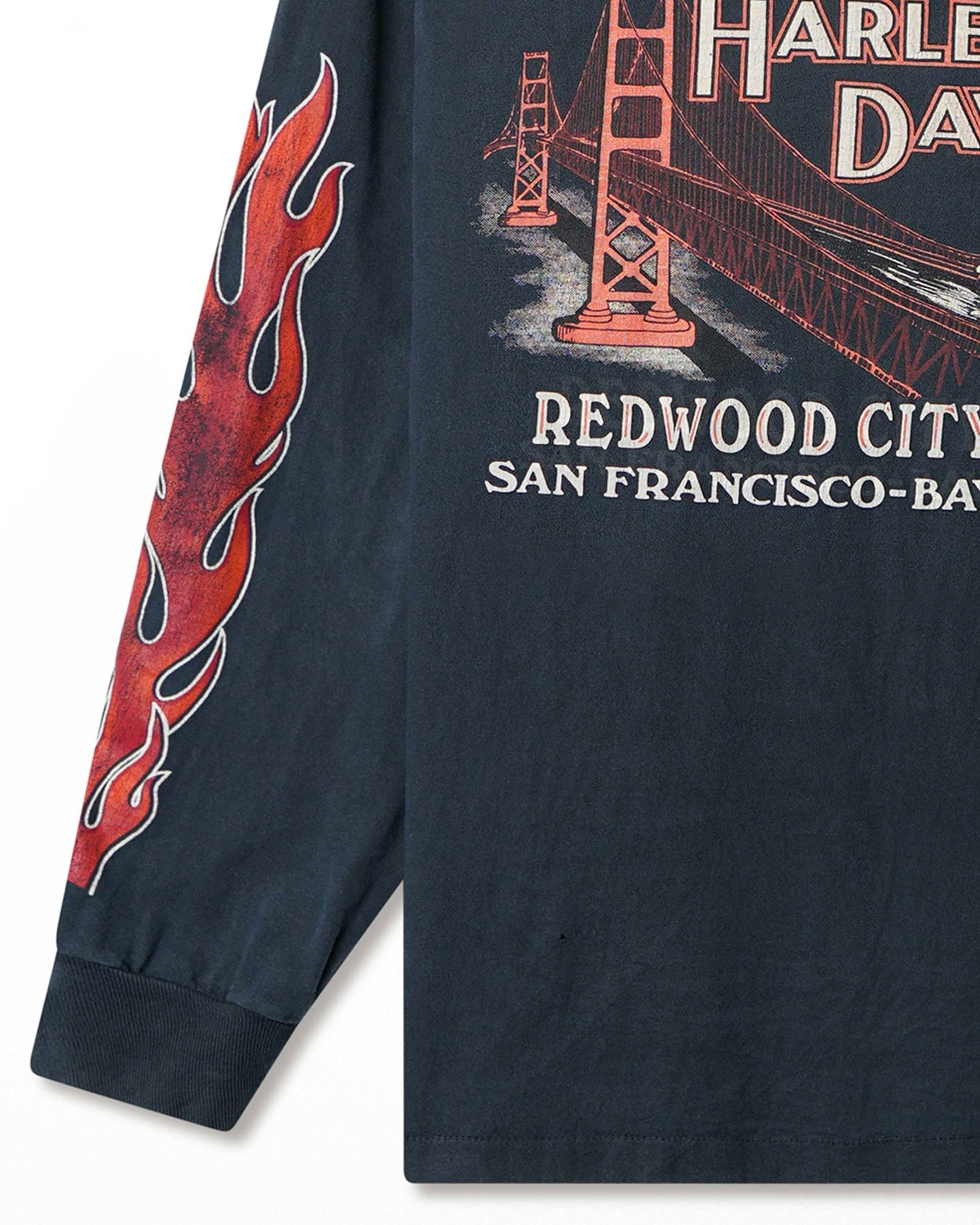 HARLEY-DAVIDSON "UNTAMED TIGER FLAMES" DARK NAVY LONG SLEEVE T-SHIRT
