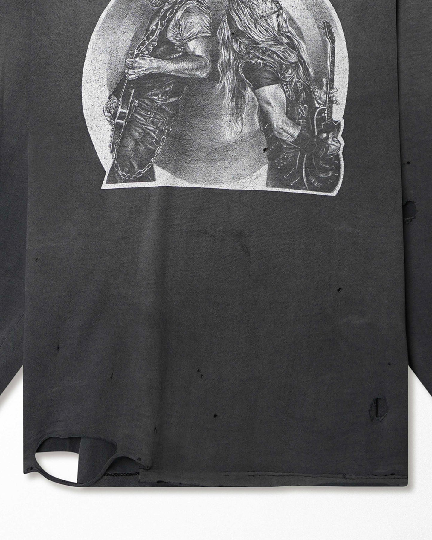 ALSTYLE "BLACK LABEL SOCIETY SKULL" BLACK FADED DISTRESSED LONG SLEEVE T-SHIRT