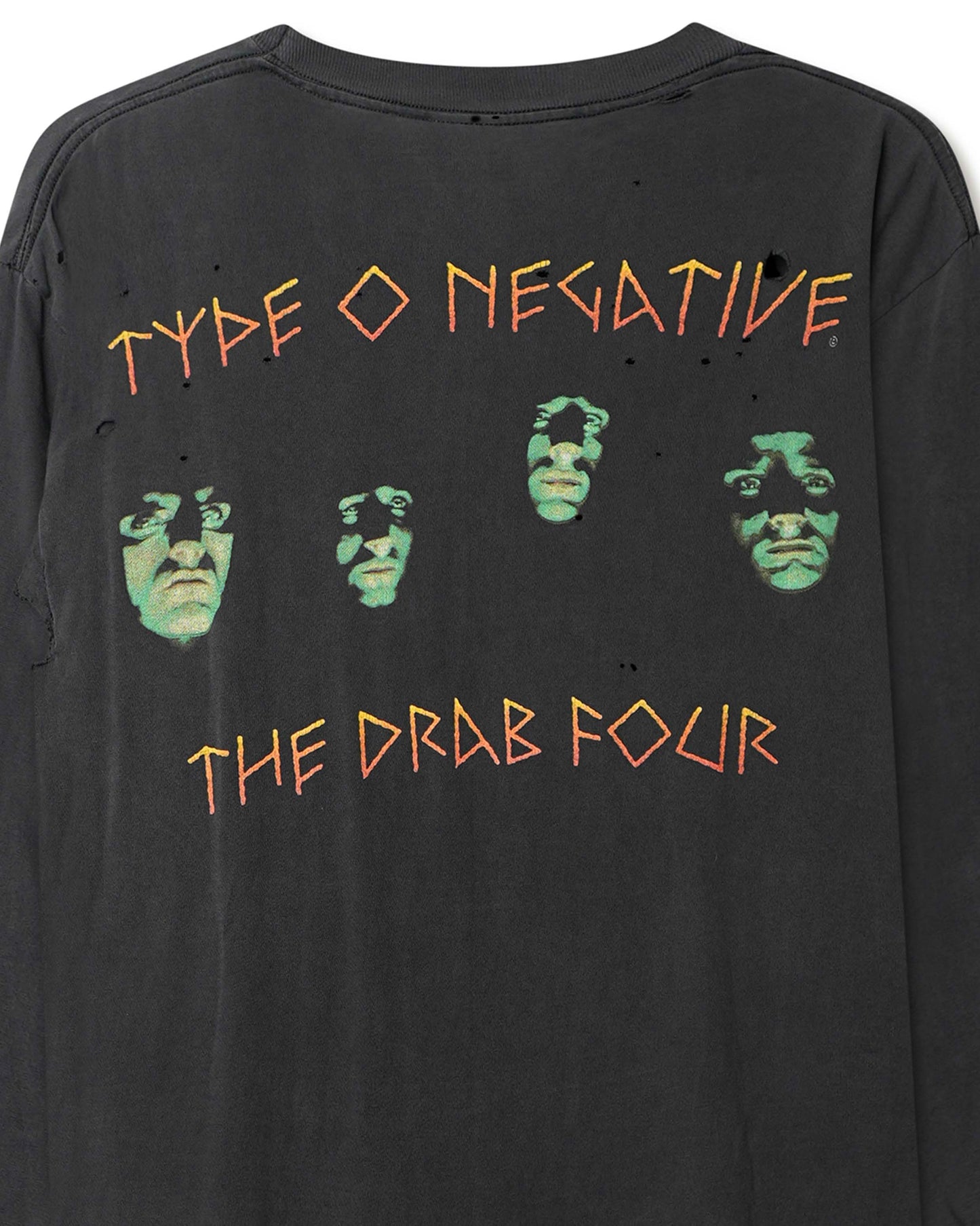 BLUE GRAPE "TYPE O NEGATIVE OCTOBER RUST" BLACK FADED THRASHED LONG SLEEVE T-SHIRT