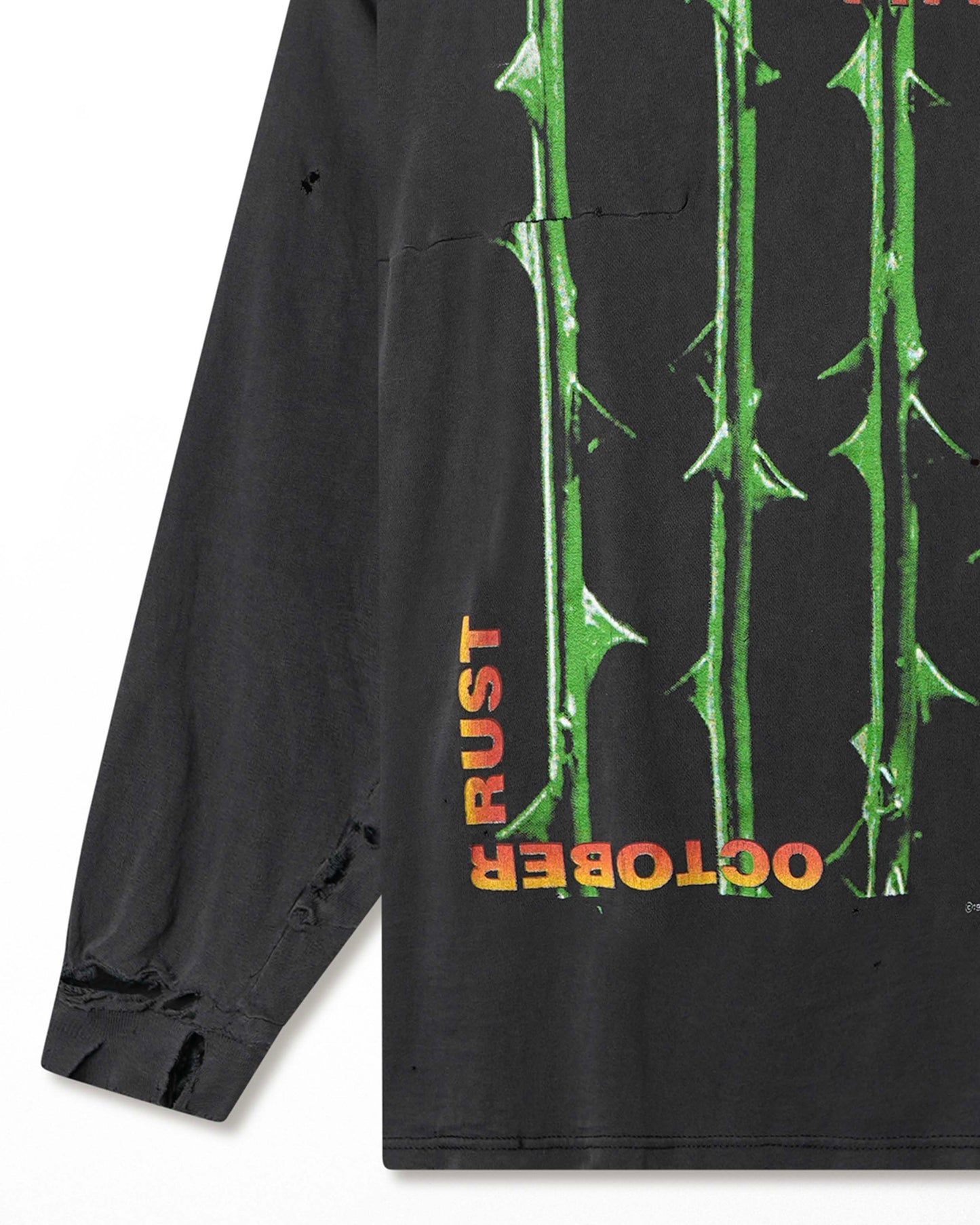 BLUE GRAPE "TYPE O NEGATIVE OCTOBER RUST" BLACK FADED THRASHED LONG SLEEVE T-SHIRT