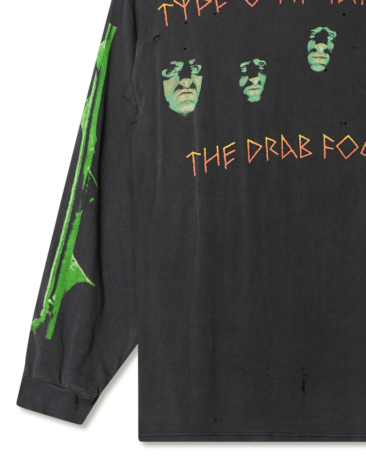BLUE GRAPE "TYPE O NEGATIVE OCTOBER RUST" BLACK FADED THRASHED LONG SLEEVE T-SHIRT