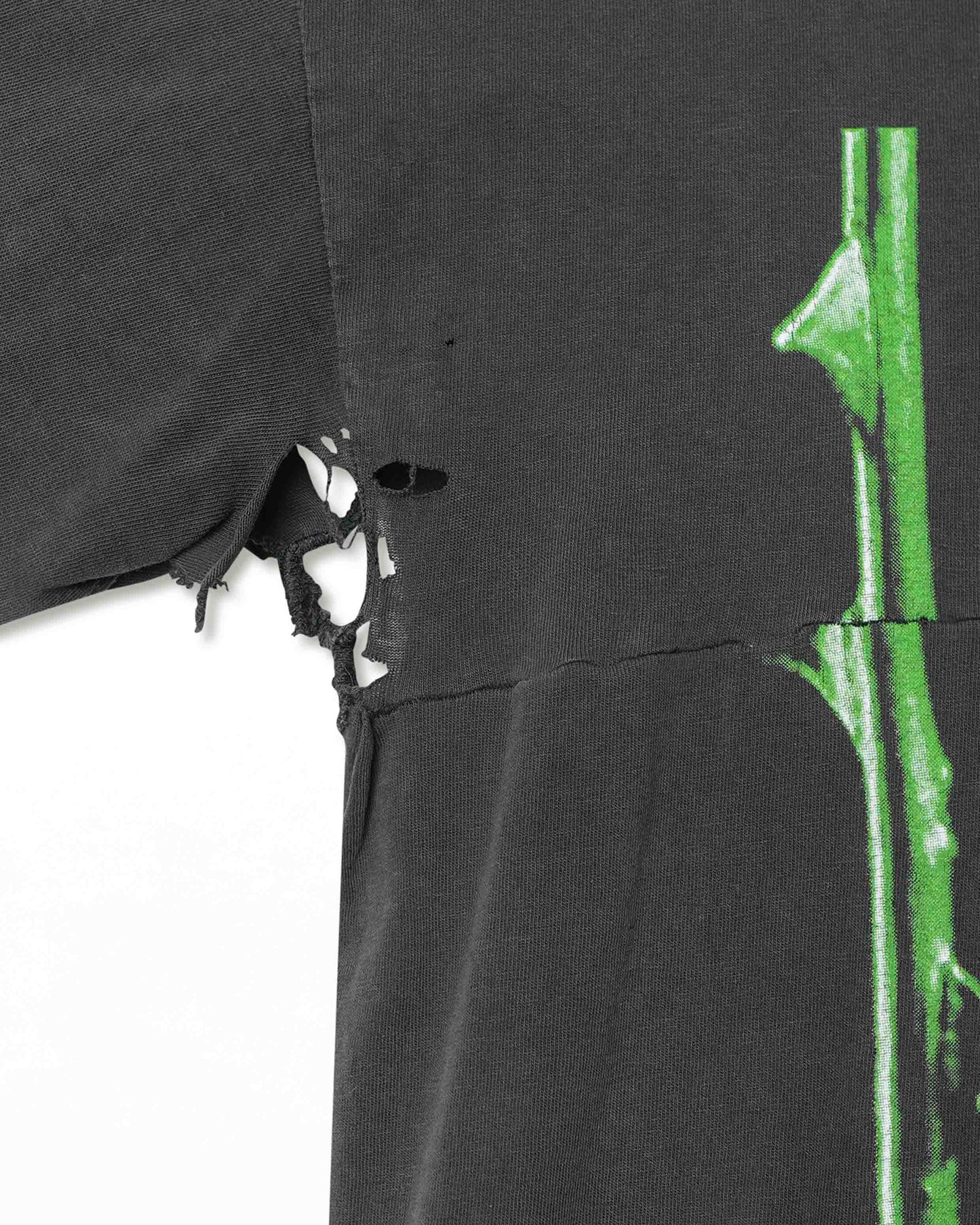 BLUE GRAPE "TYPE O NEGATIVE OCTOBER RUST" BLACK FADED THRASHED LONG SLEEVE T-SHIRT