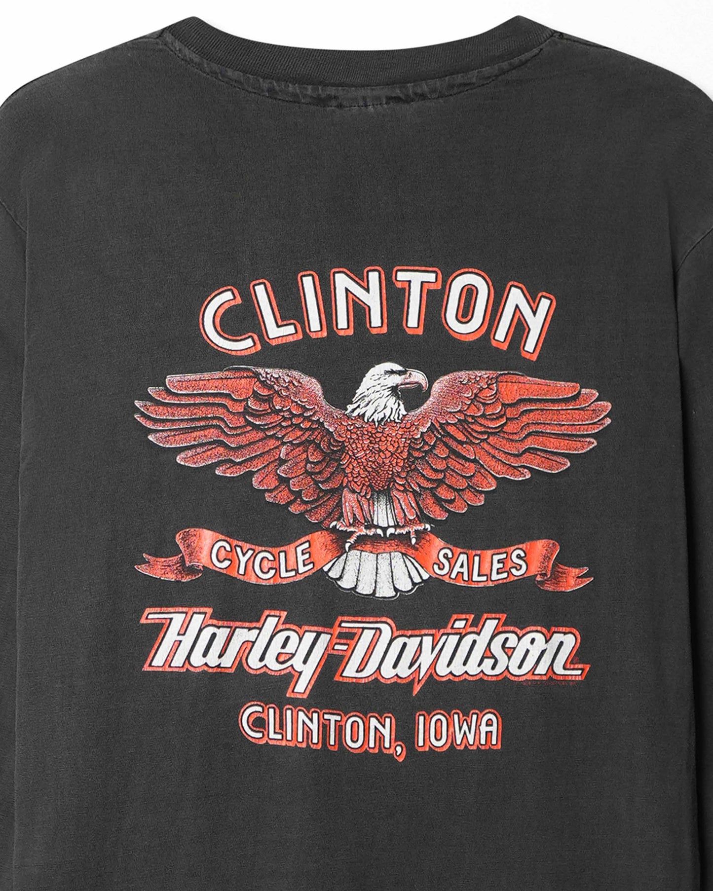 HANES HARLEY DAVIDSON "RED FLAMES" BLACK FADED LONG SLEEVE T-SHIRT