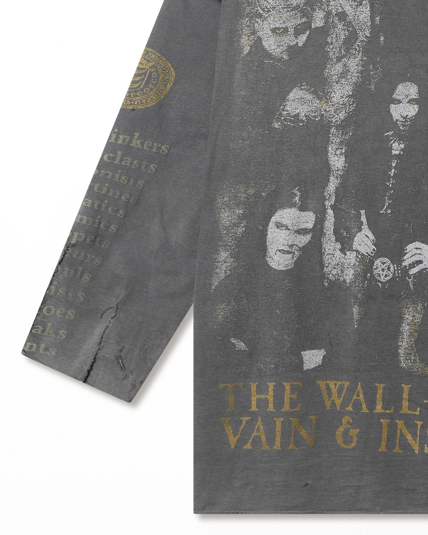 CRADLE OF FILTH "THE WALL-EYED, VAIN & INSANE" GRAY FADED THRASHED LONG SLEEVE T-SHIRT