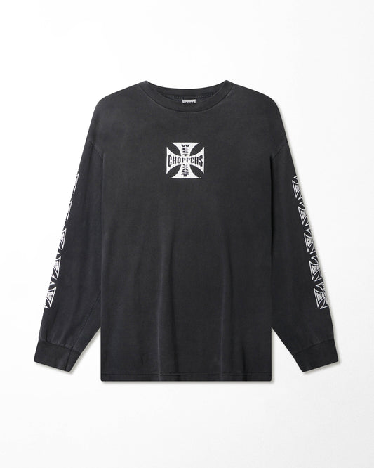 WEST COAST CHOPPERS "CLASSIC LOGO" BLACK FADED LONG SLEEVE T-SHIRT