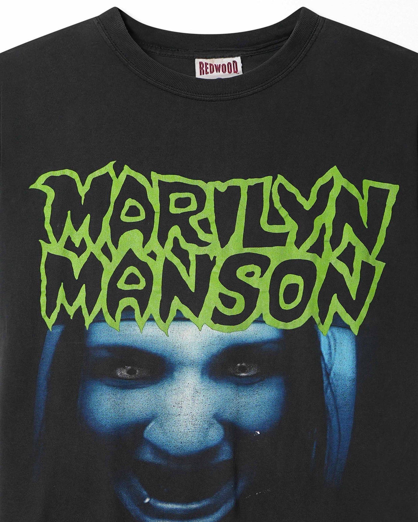 REDWOOD "MARILYN MANSON BLUE FACE" BLACK FADED T-SHIRT