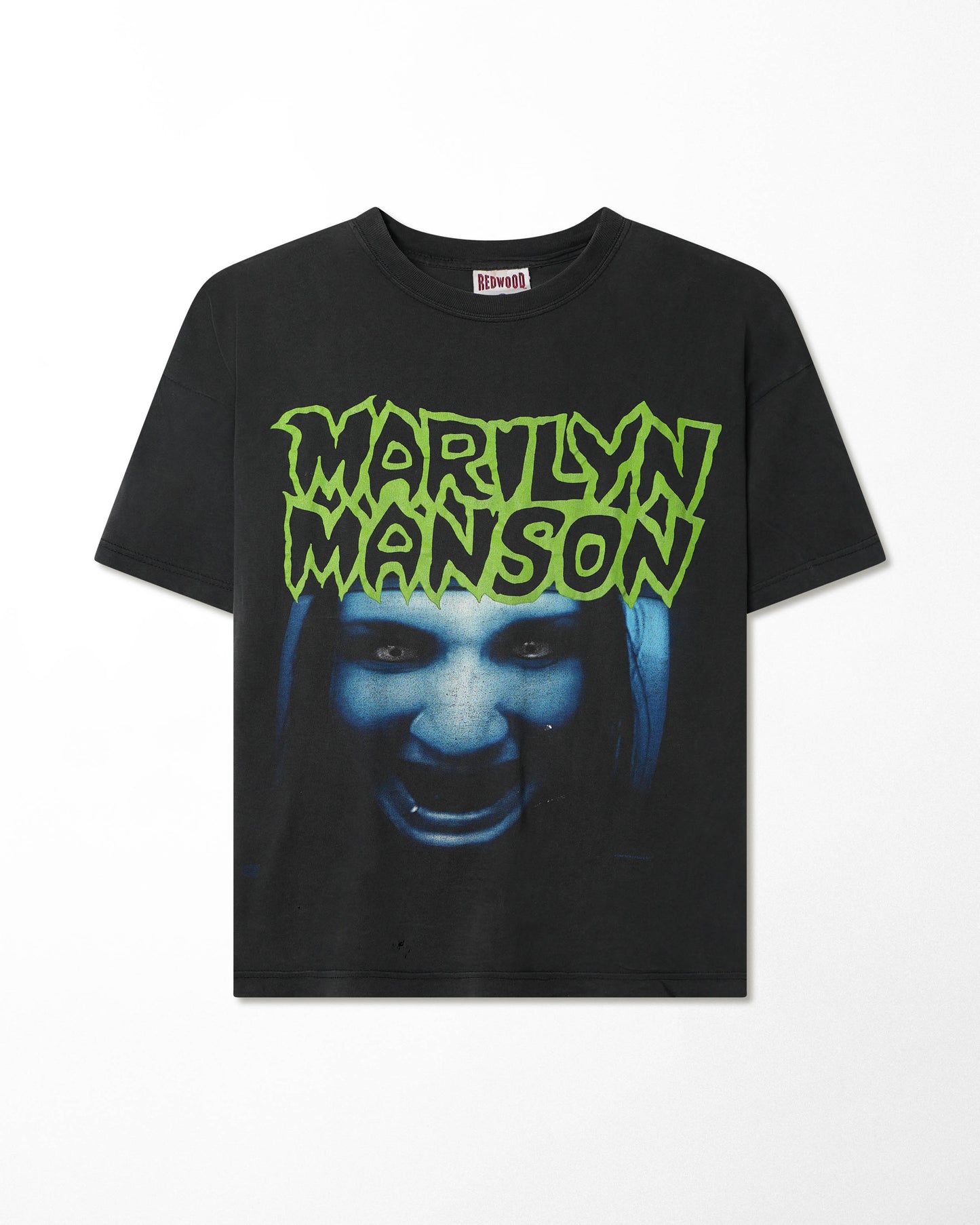 REDWOOD "MARILYN MANSON BLUE FACE" BLACK FADED T-SHIRT