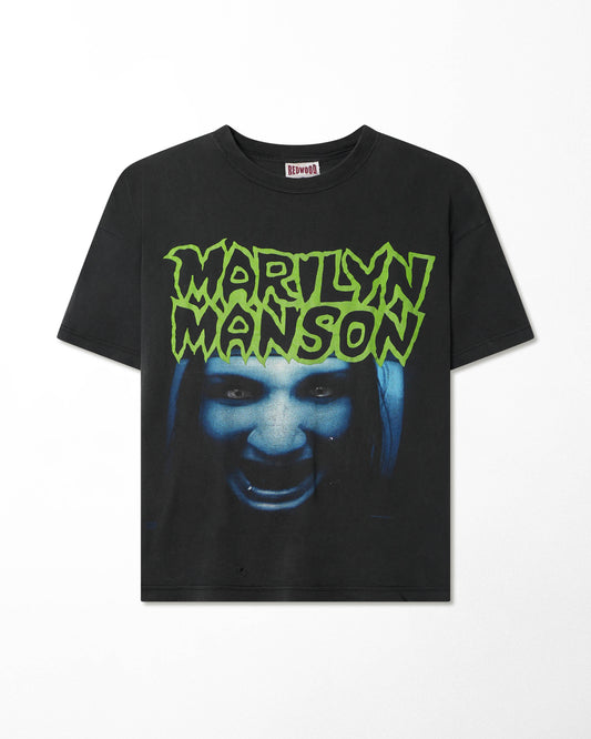 REDWOOD "MARILYN MANSON BLUE FACE" BLACK FADED T-SHIRT
