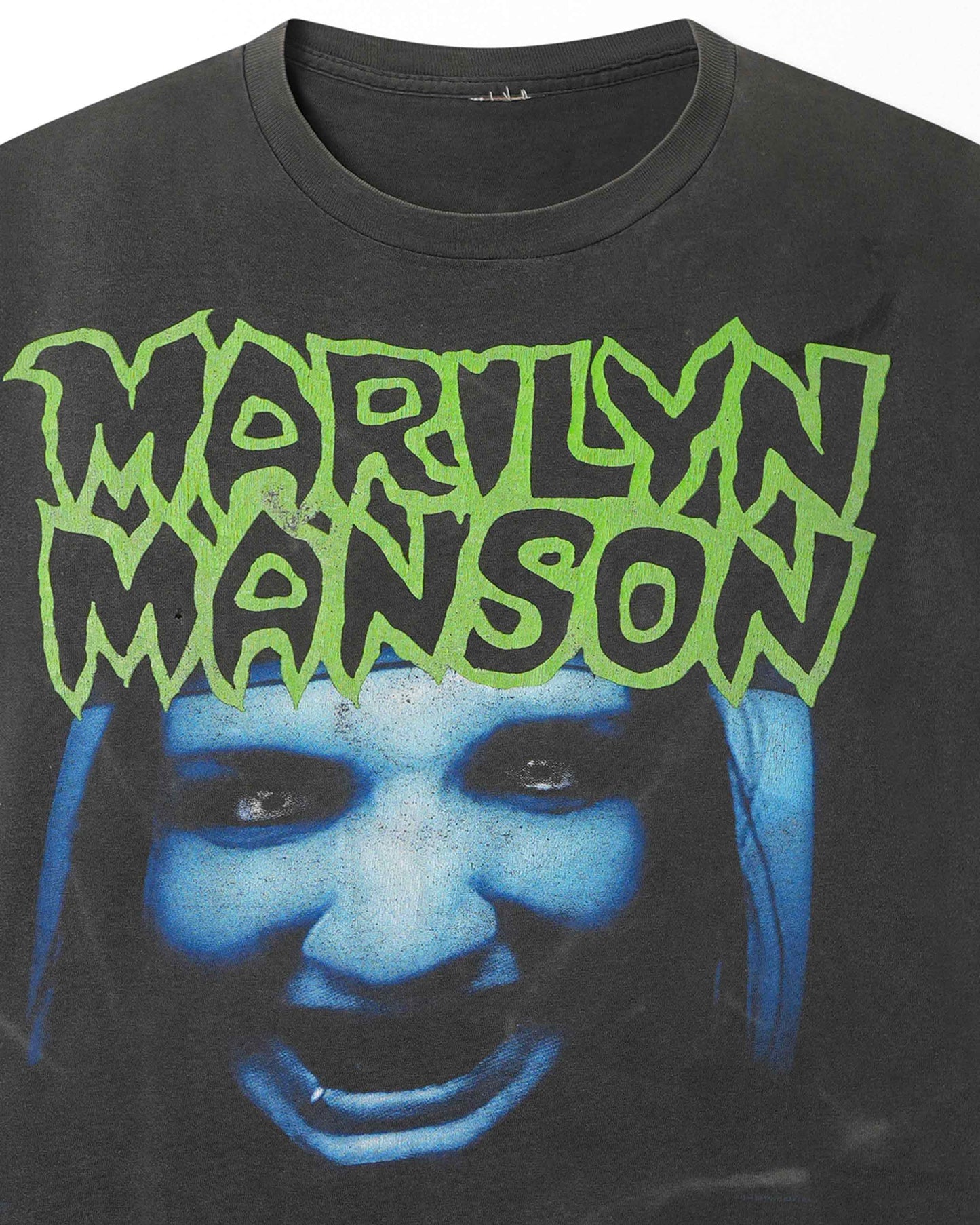 "MARILYN MANSON BLUE FACE" BLACK FADED T-SHIRT