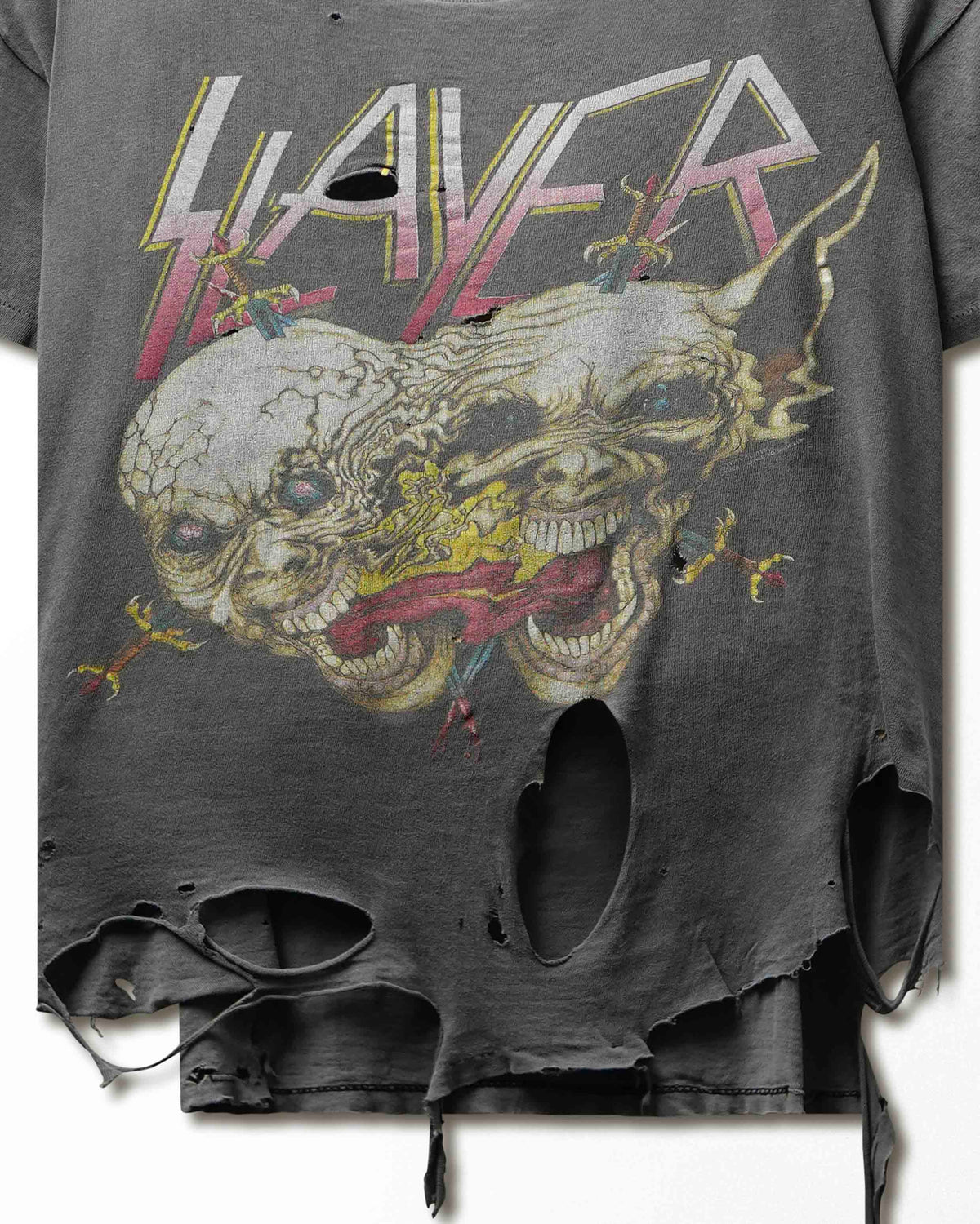 Vintage Brockum "Slayer Clash of the Titans Tour 1991" Grey Faded Destroyed T-Shirt - product view 5