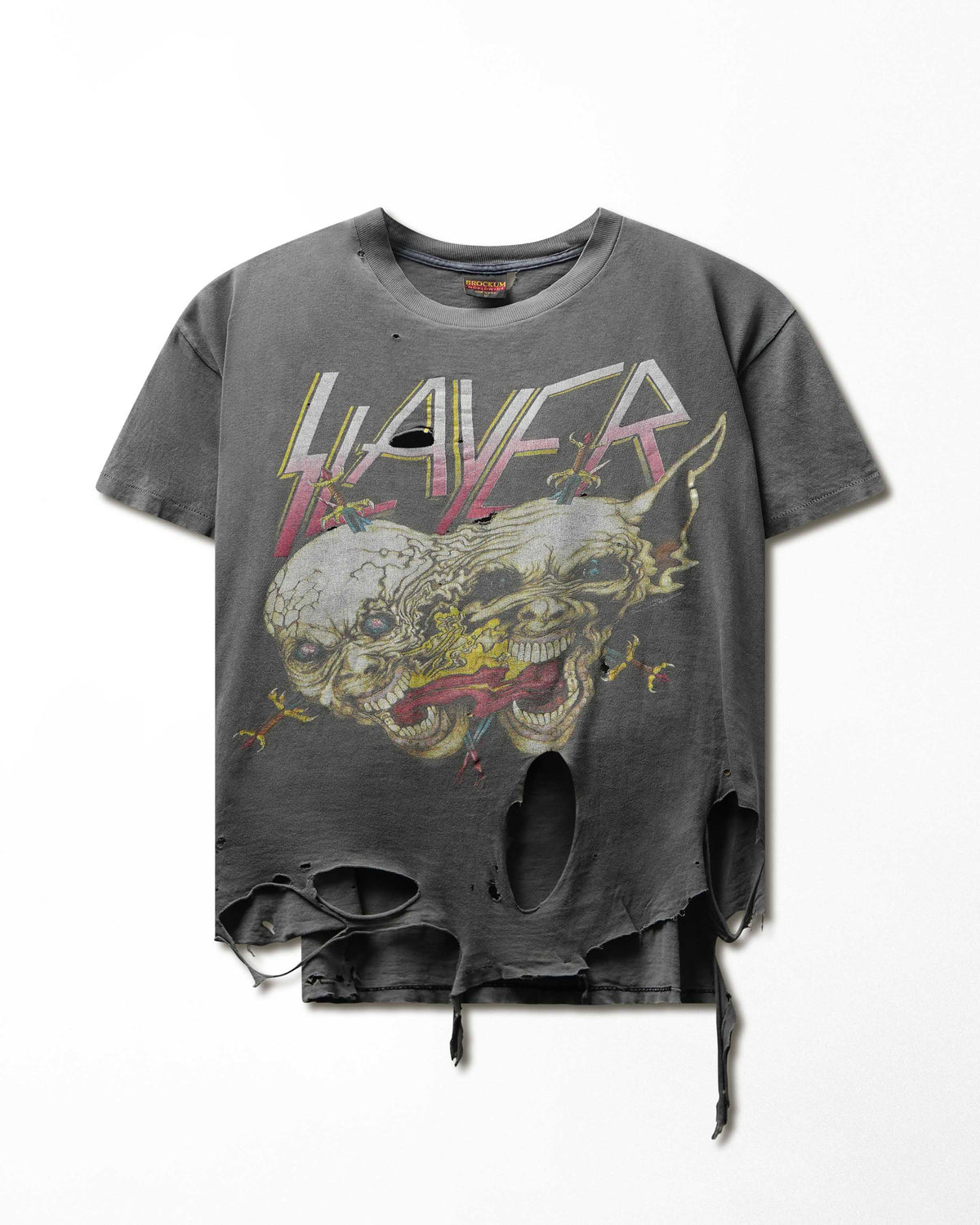 Vintage Brockum "Slayer Clash of the Titans Tour 1991" Grey Faded Destroyed T-Shirt - product view 1