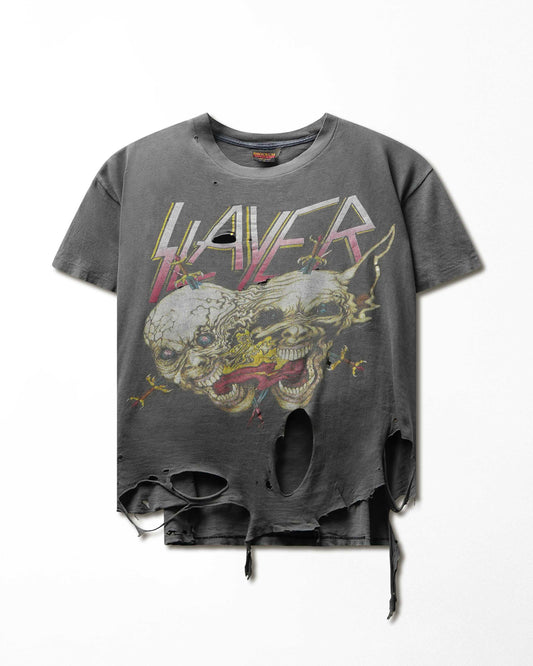 Vintage Brockum "Slayer Clash of the Titans Tour 1991" Grey Faded Destroyed T-Shirt - product view 1