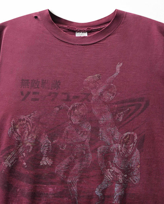 Vintage Jerzees "Sonic Youth x Hysteric Glamour" Burgundy Faded Distressed T-Shirt - product view 2