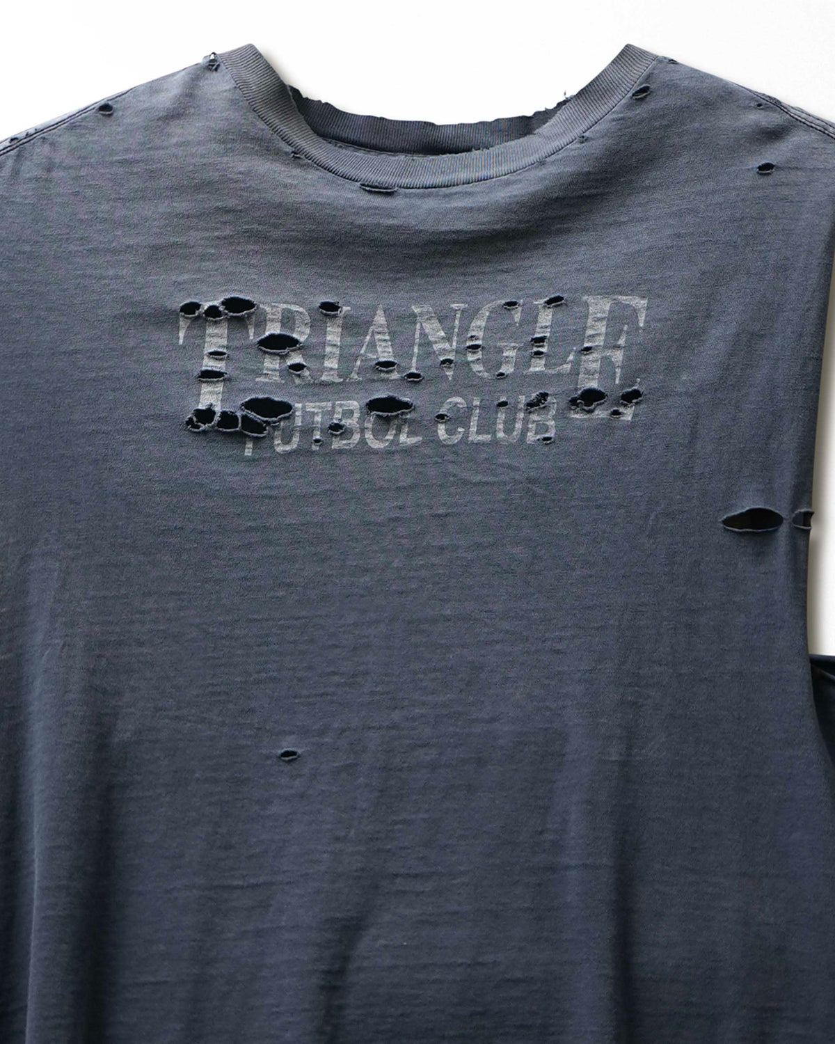 Vintage Adidas "Triangle Futbol Club" Grey Faded Destroyed Sleeveless T-Shirt - product view 2
