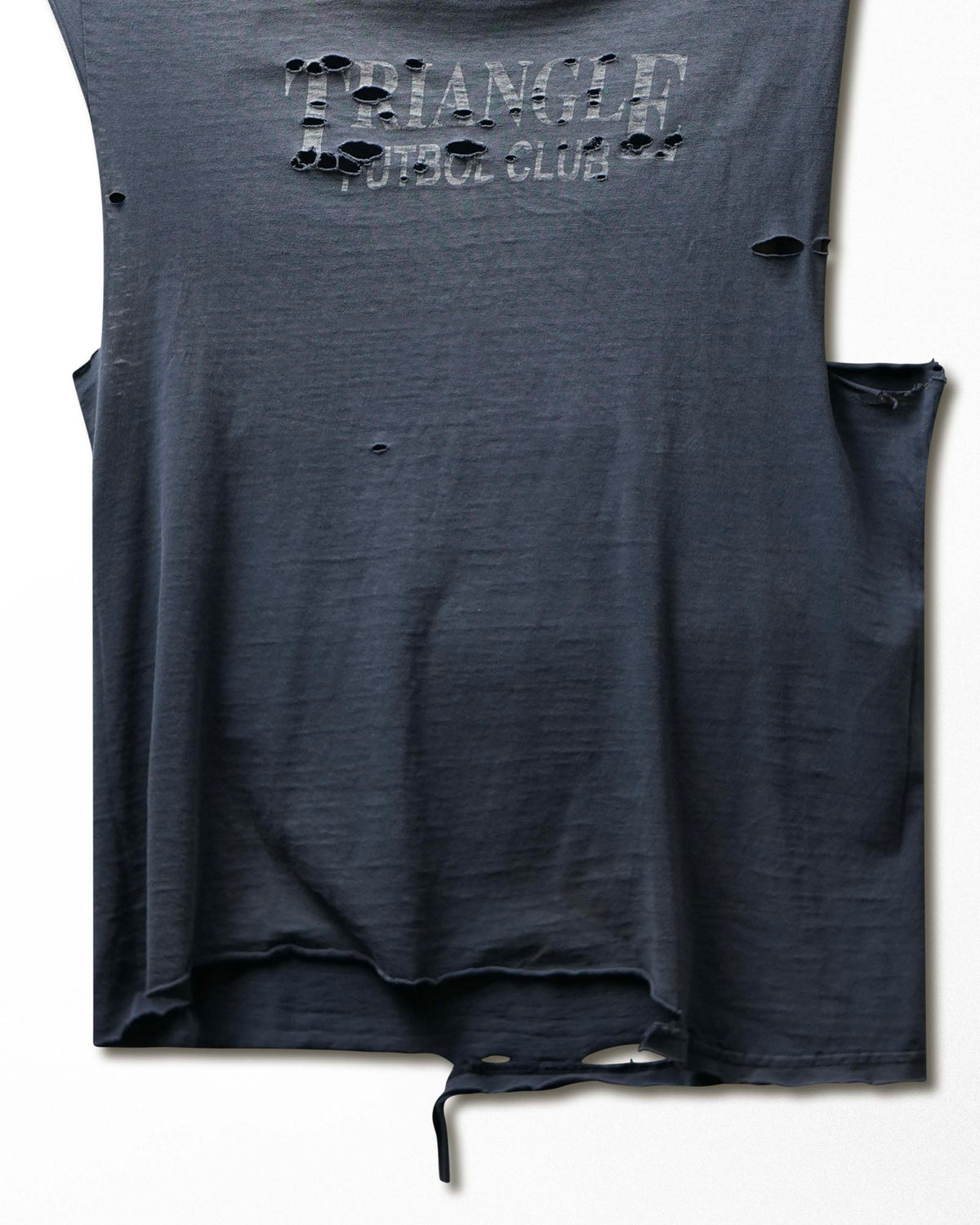 Vintage Adidas "Triangle Futbol Club" Grey Faded Destroyed Sleeveless T-Shirt - product view 3