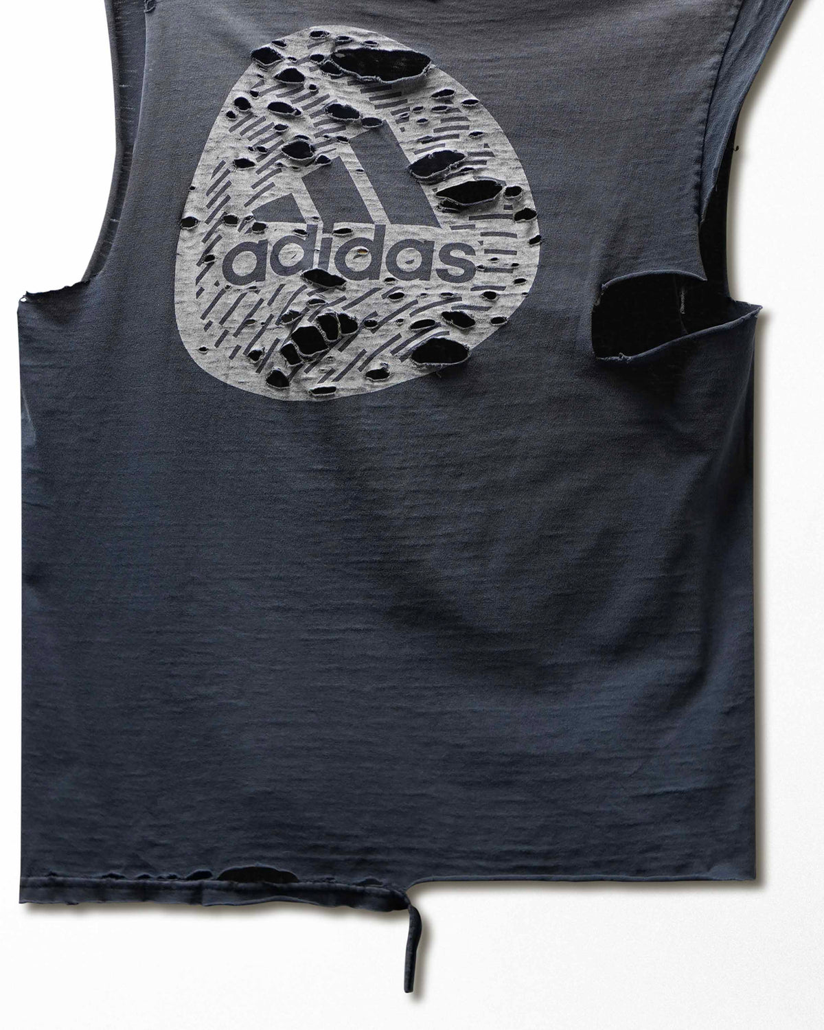 Vintage Adidas "Triangle Futbol Club" Grey Faded Destroyed Sleeveless T-Shirt - product view 6