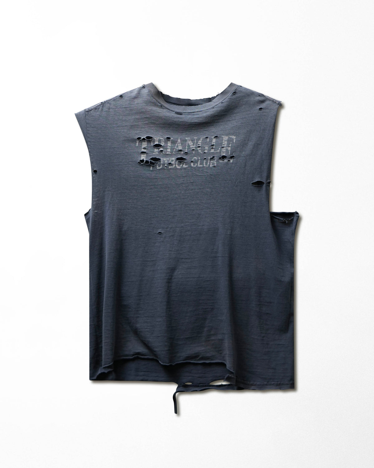 Vintage Adidas "Triangle Futbol Club" Grey Faded Destroyed Sleeveless T-Shirt - product view 1