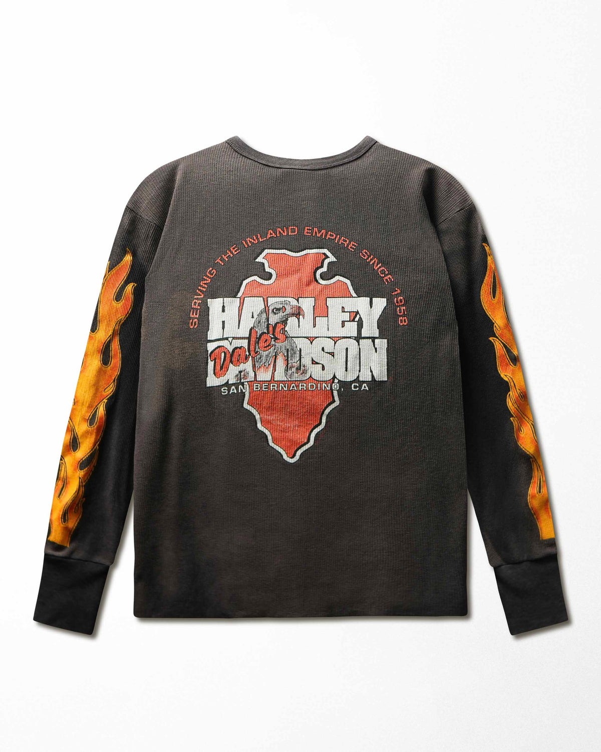 Vintage Harley-Davidson Black Faded Flames Thermal T-Shirt - product view 3