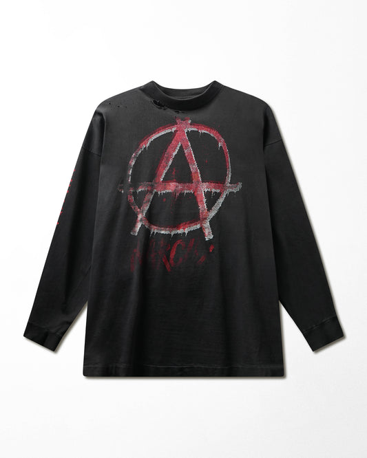 Vintage Badbros "Anarchy in the UK" Black Faded Distressed Long Sleeve T-Shirt - product view 1