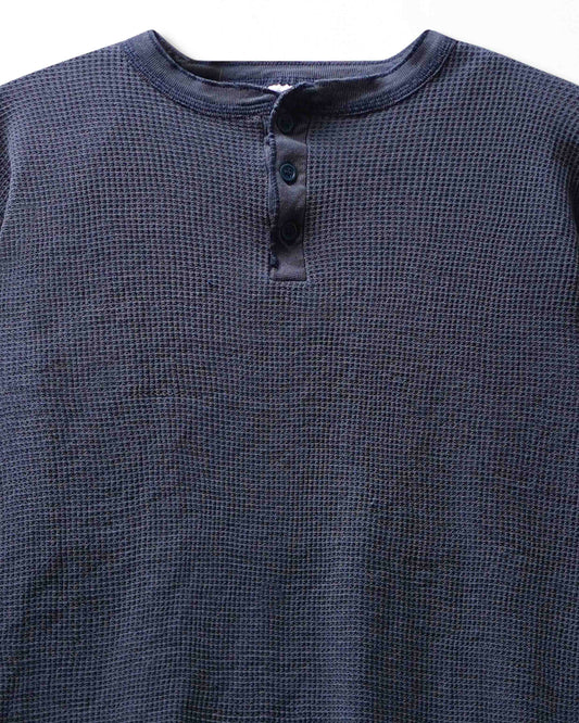 Vintage Fruit of the Loom Navy Faded Waffle Thermal Long Sleeve T-Shirt - product view 2