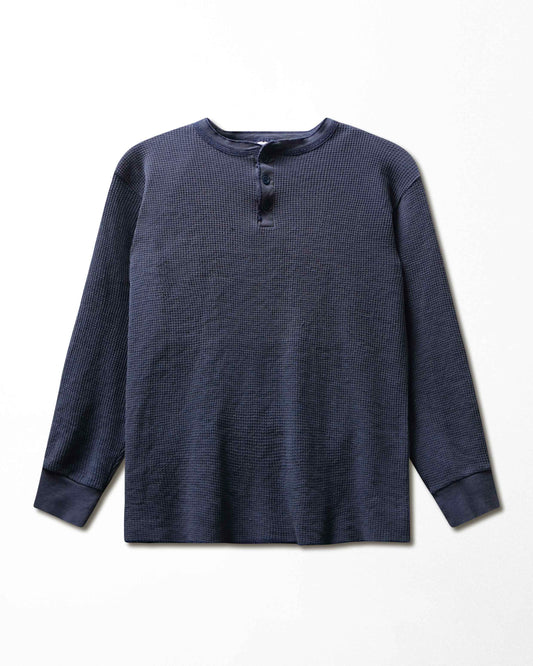 Vintage Fruit of the Loom Navy Faded Waffle Thermal Long Sleeve T-Shirt - product view 1