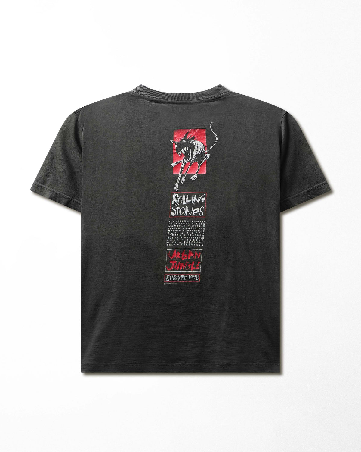 Vintage Brockum "Rolling Stones Urban Jungle Europe 1990" Black Faded T-Shirt - product view 4