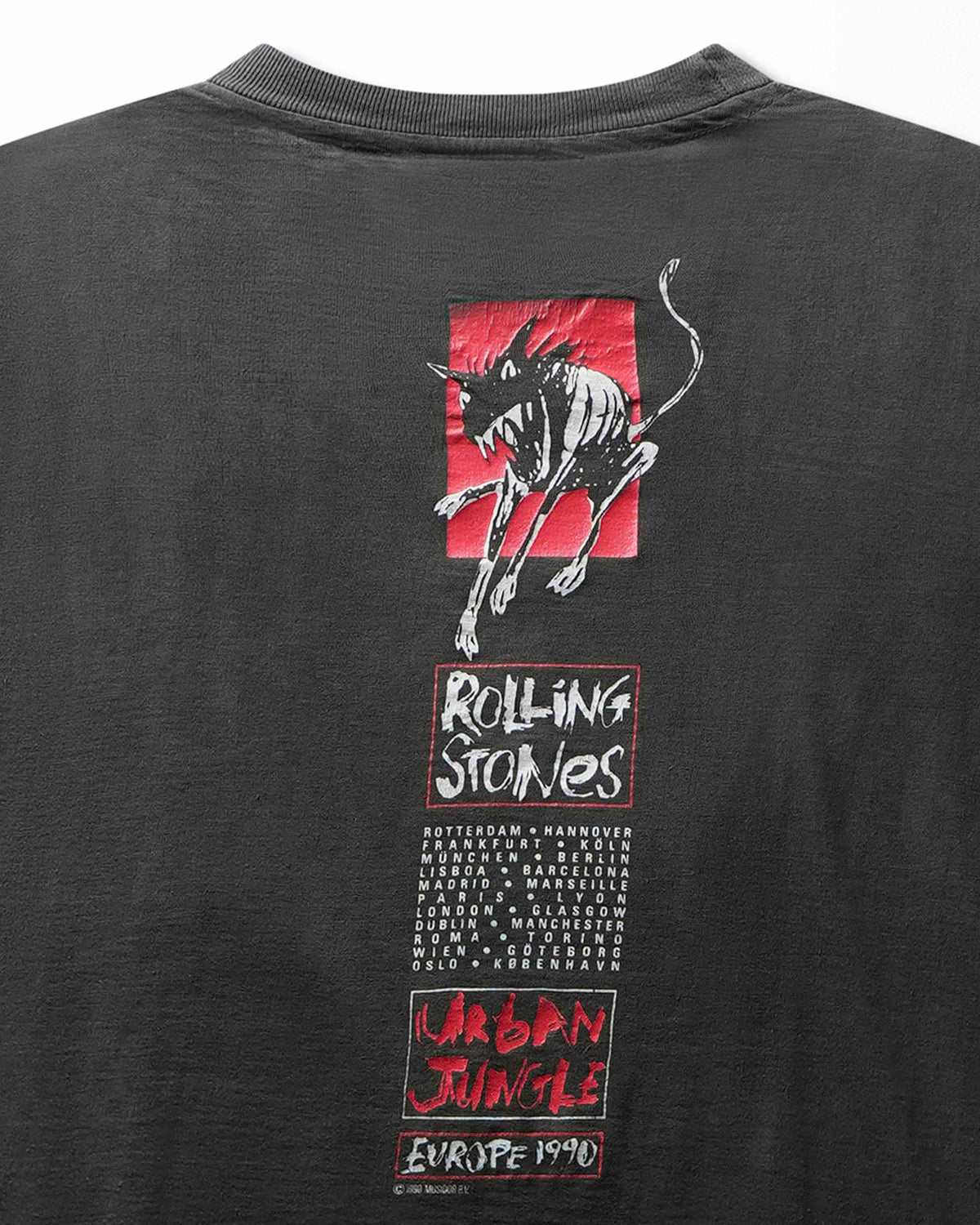 Vintage Brockum "Rolling Stones Urban Jungle Europe 1990" Black Faded T-Shirt - product view 3