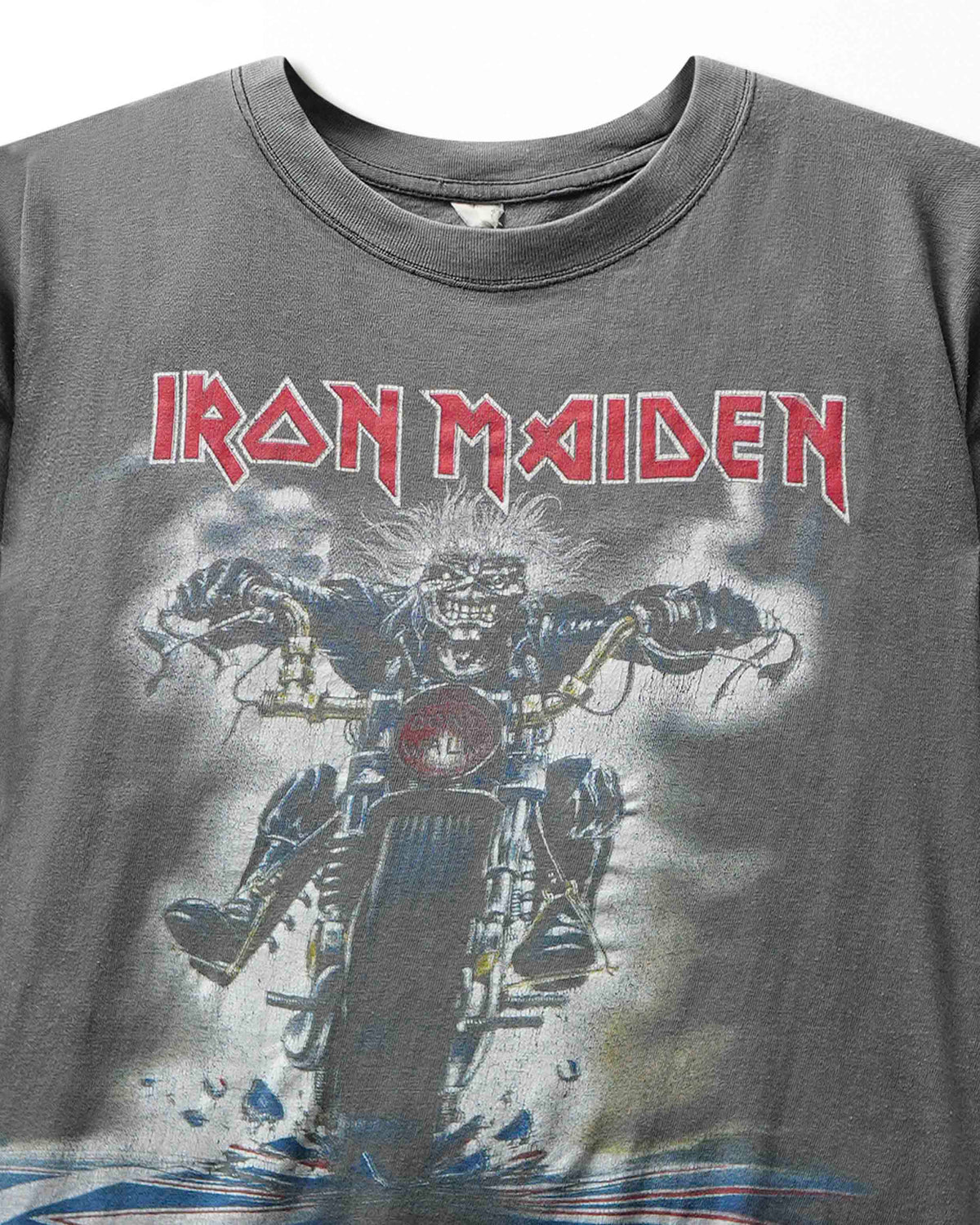 Vintage Iron Maiden "Motorcycle Eddie" Grey Faded T-Shirt - product view 2