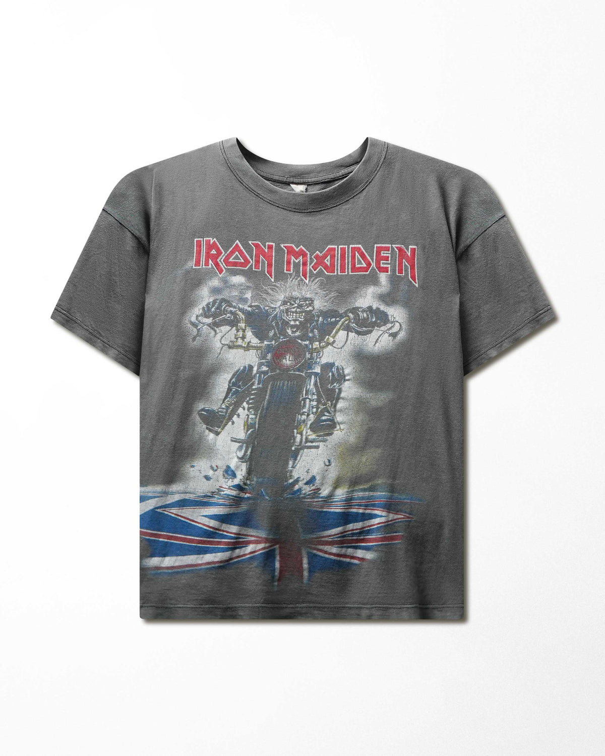 Vintage Iron Maiden "Motorcycle Eddie" Grey Faded T-Shirt - product view 1